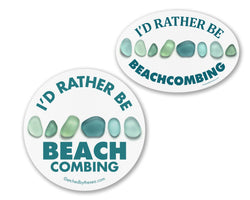 I'd Rather Be Beachcombing Aqua Glass Oval Bumper/Laptop Sticker