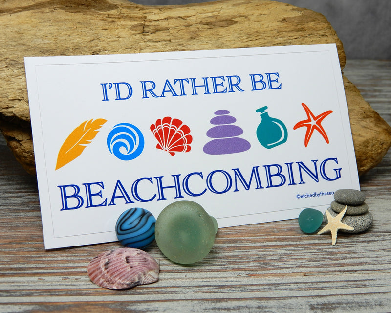 I'd Rather Be Beachcombing Icons Rectangle Bumper/Laptop Sticker